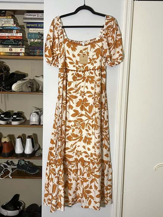 Blu Pepper Dresses & Skirts - Blu Pepper Floral Puff Sleeve Smocked Maxi Dress Size L